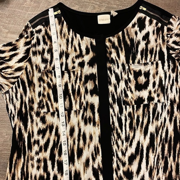 Chico’s Speckled Animal-Blocked Shirtdress Leopard Print Dress size 2 (L/12) - Picture 15 of 16